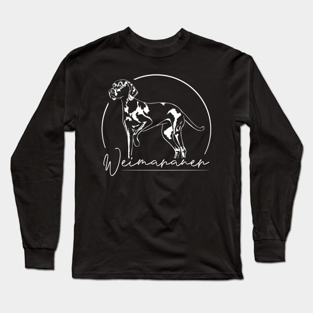 Weimaraner dog lover portrait Long Sleeve T-Shirt by wilsigns